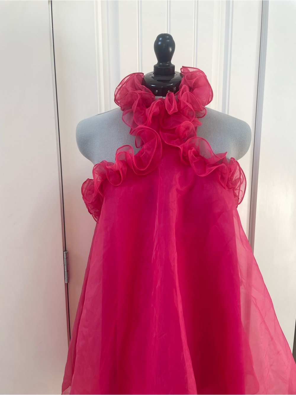 Lovers + Friends Vibrant Hot Pink Ruffle Halter Dress - Picture 2 of 6